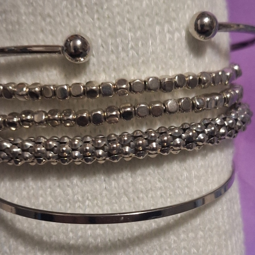 Elegant Silver Bracelet Set Costume Jewelry